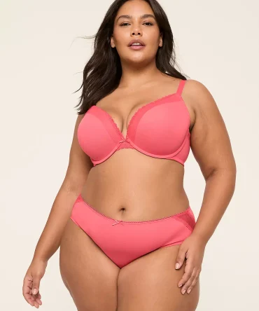 Cotton Boost Plunge Bra With Lace