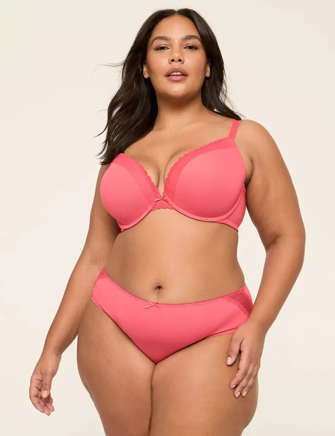Cotton Boost Plunge Bra With Lace