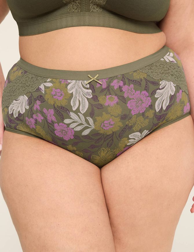 Cotton Full Brief Panty With Lace Trim