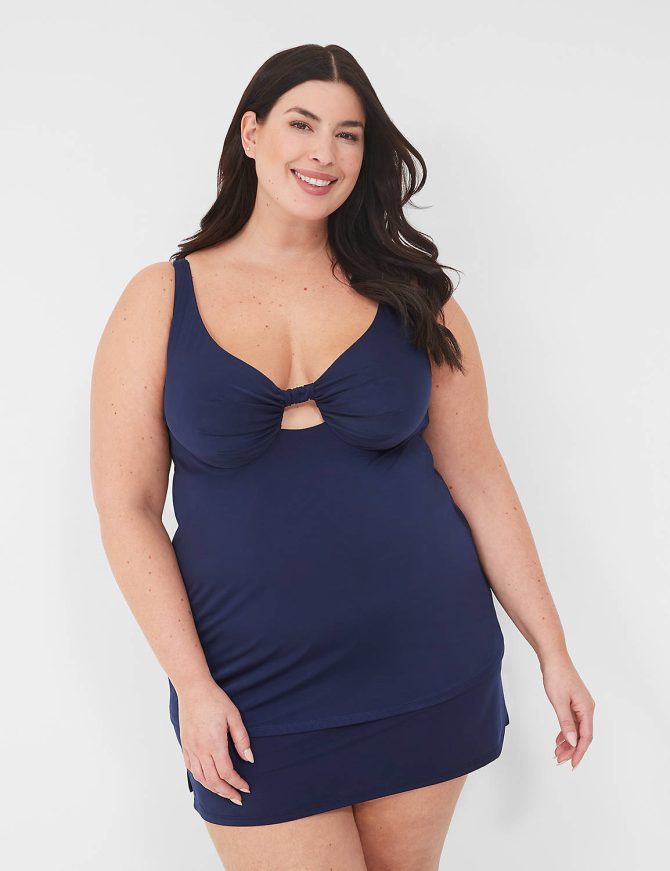 Underwire Knot-Front Tankini Top