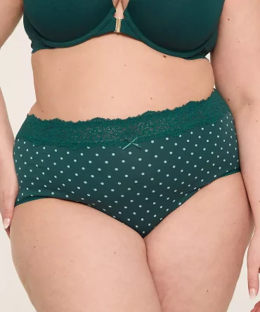 Cotton High-Leg Brief Panty With Lace Waist