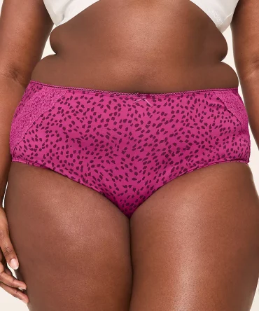 Cotton High-Leg Brief Panty With Lace Back