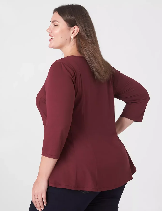 Classic 3/4-Sleeve Square-Neck Fit & Flare Tee - Image 2