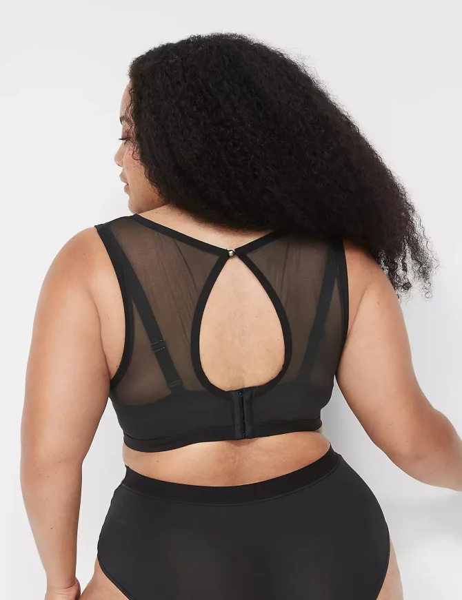 High Apex Bralette With Mesh Overlay - Image 2
