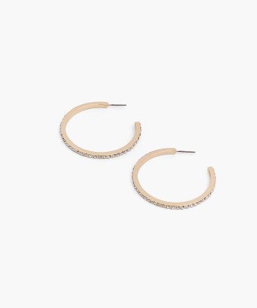 Pave Hoop Earrings Layered In Real Gold Or Silver
