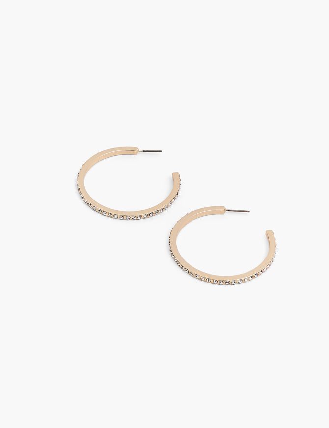 Pave Hoop Earrings Layered In Real Gold Or Silver