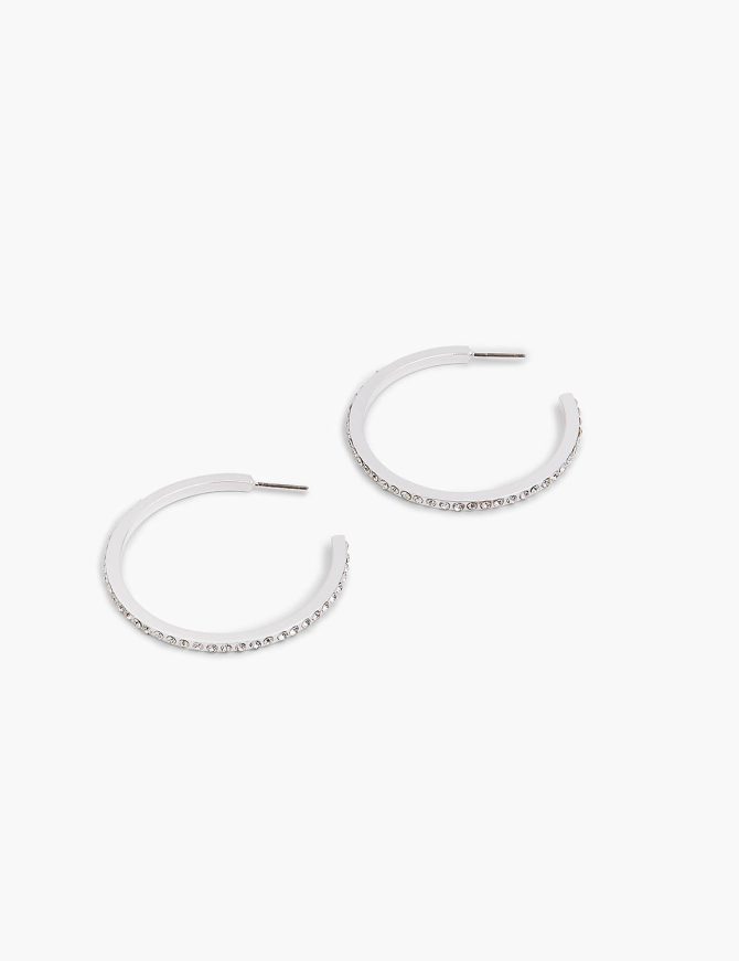 Pave Hoop Earrings Layered In Real Gold Or Silver - Image 2