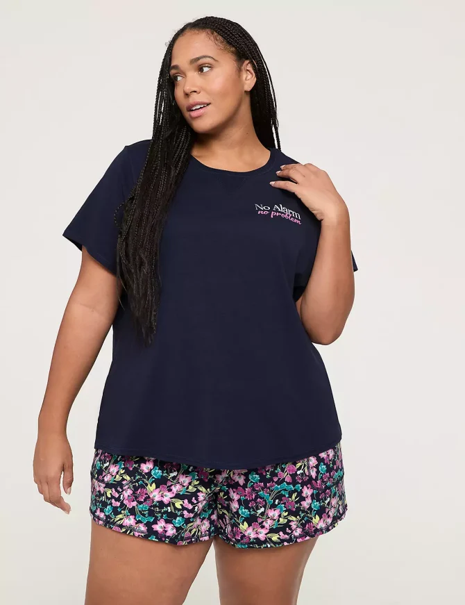 Comfy Cotton Rib-Trim Tee & Short PJ Set - Image 5