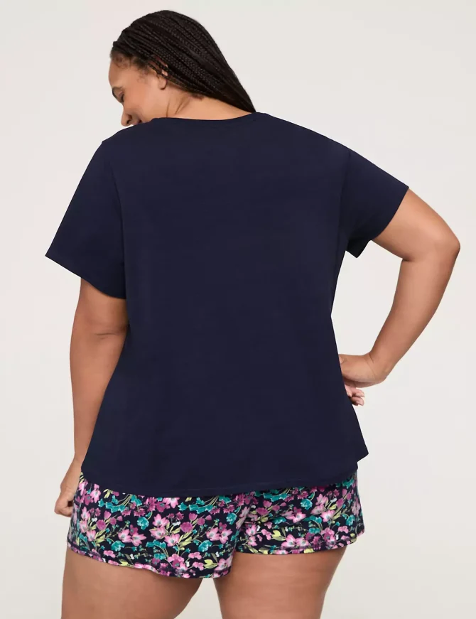 Comfy Cotton Rib-Trim Tee & Short PJ Set - Image 6