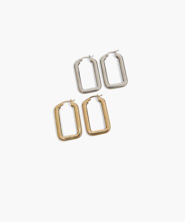Oversized Rectangle Hoop Earrings 2-Pack