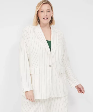 Linen Pinstripe One-Button Blazer