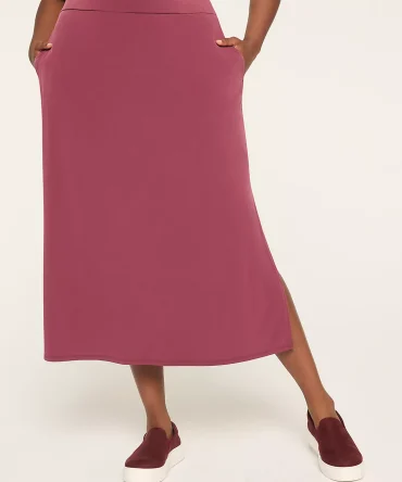 Matte Jersey Side-Slit Maxi Skirt