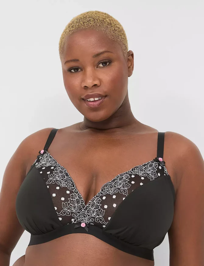 Dot Embroidered No-Wire Triangle Bra