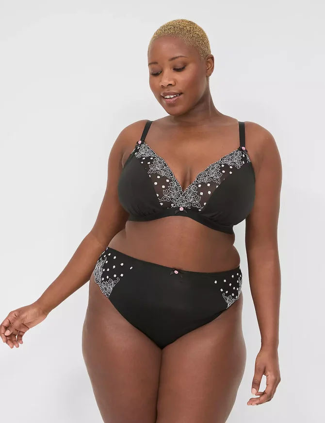 Dot Embroidered No-Wire Triangle Bra - Image 4