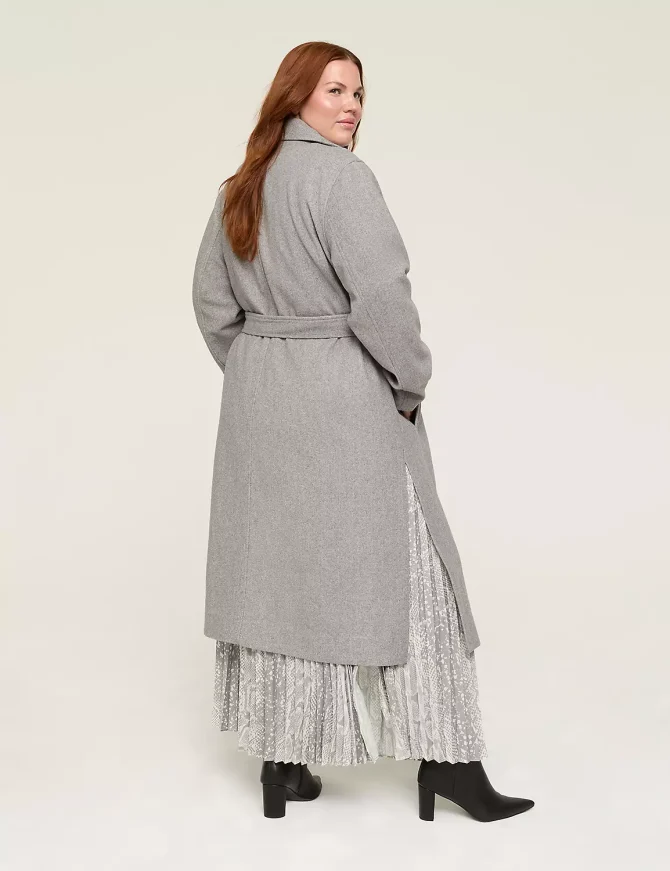Faux-Wool Belted Long Coat - Image 2