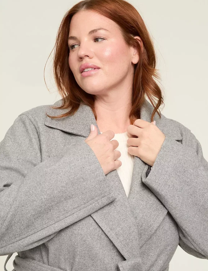 Faux-Wool Belted Long Coat - Image 3