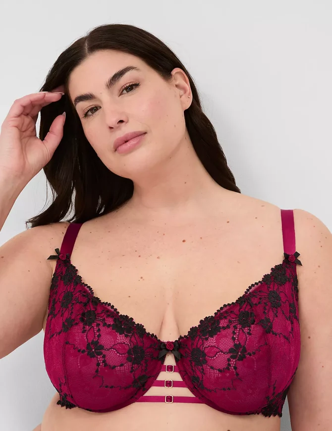 Cross-Dye Lace Strappy Unlined Balconette Bra
