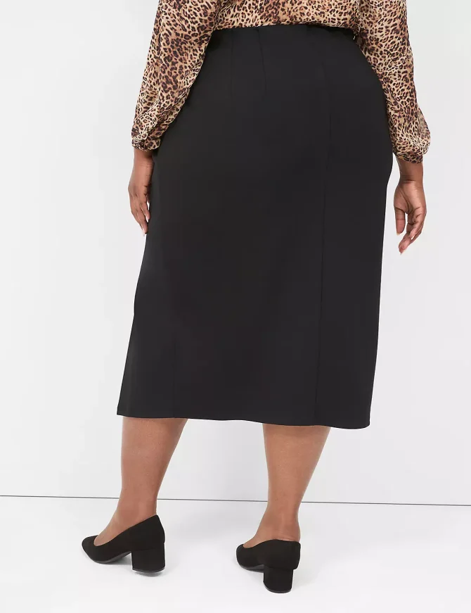 Ponte Front-Slit Column Midi Skirt - Image 2