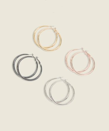 Mixed Metal Hoop Earrings 4-Pack