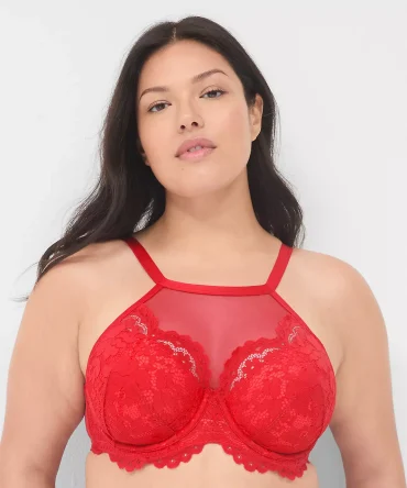 High-Neck Lightly Lined Balconette Bra