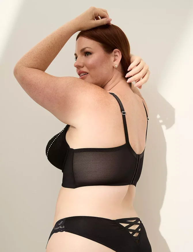 Embellished-Trim Longline French Balconette Bra - Image 2