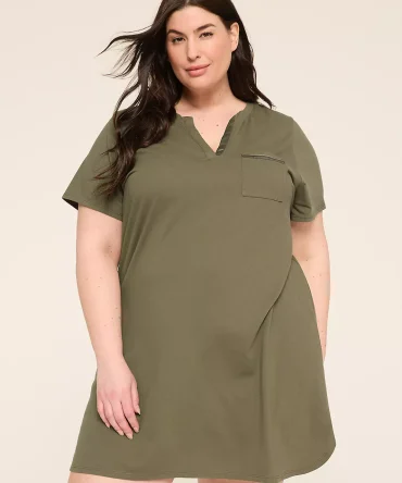 Comfy Cotton Satin-Trim Sleepshirt