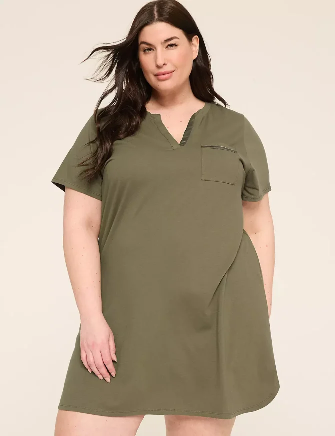 Comfy Cotton Satin-Trim Sleepshirt