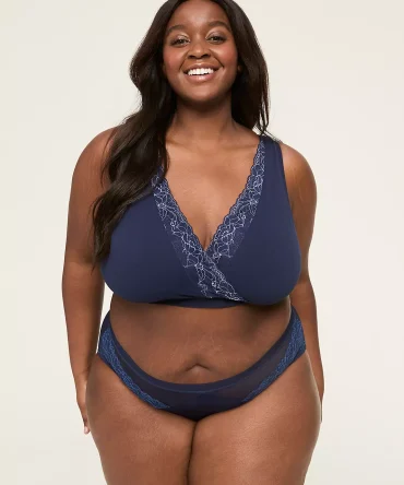 Seamless Crossover Lace-Trim Bralette