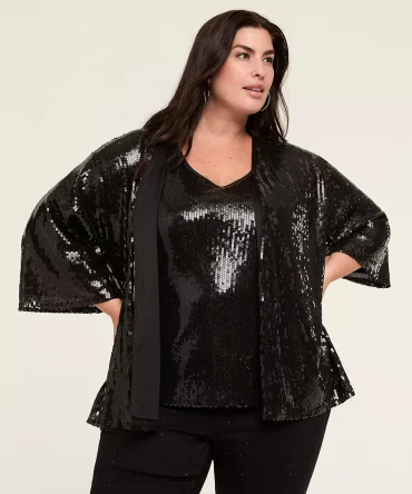 3/4-Sleeve Sequin Overpiece