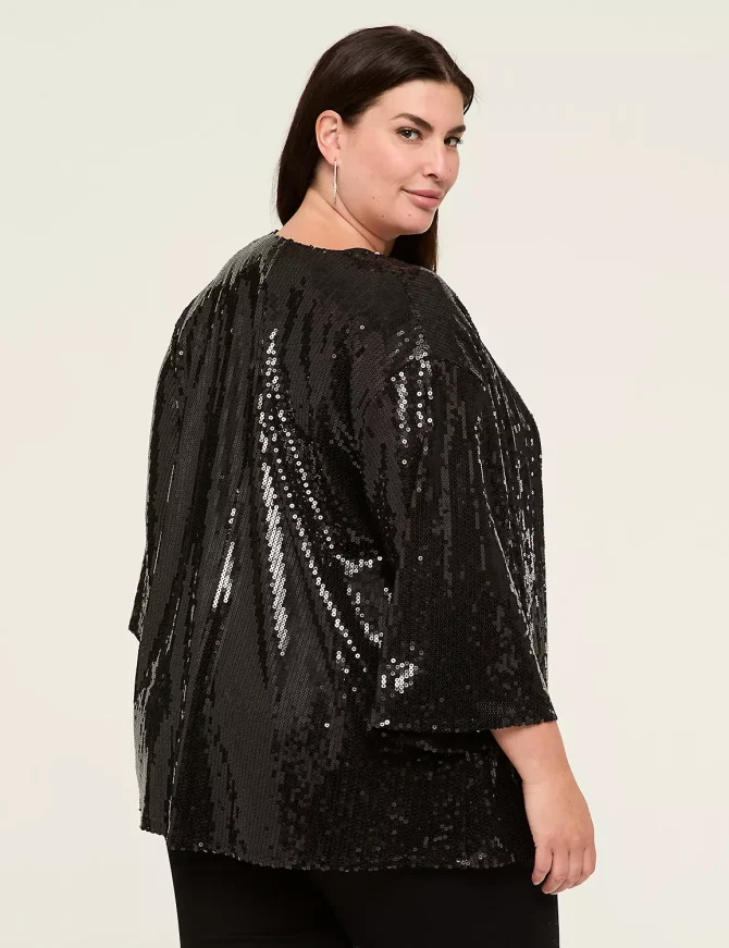 3/4-Sleeve Sequin Overpiece - Image 2