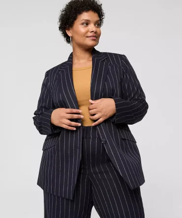 Lurex Perfect Drape Pinstripe Blazer