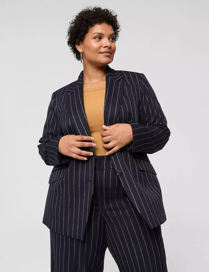 Lurex Perfect Drape Pinstripe Blazer
