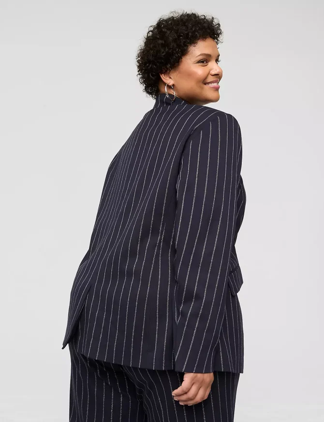 Lurex Perfect Drape Pinstripe Blazer - Image 2