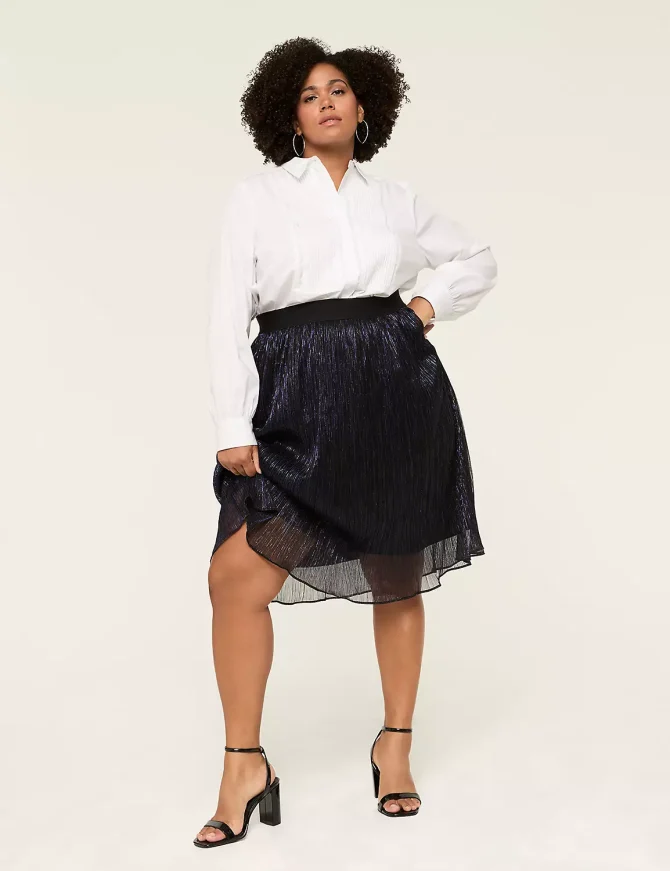 Lurex Shimmer Crinkle Knit Skirt - Image 3