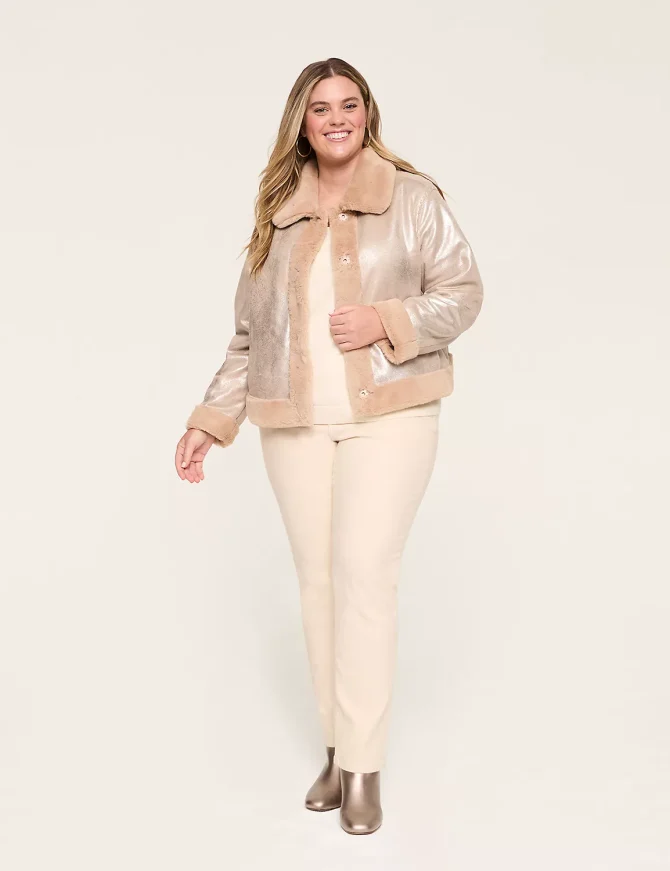 Faux-Suede Sherpa-Trim Short Jacket - Image 3