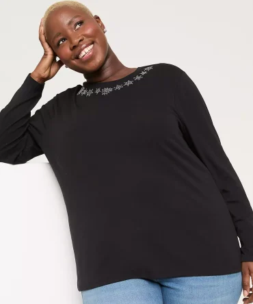 Embellished Crew-Neck Top