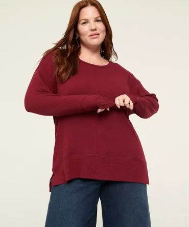 Dolman Textured-Knit Tunic Tee