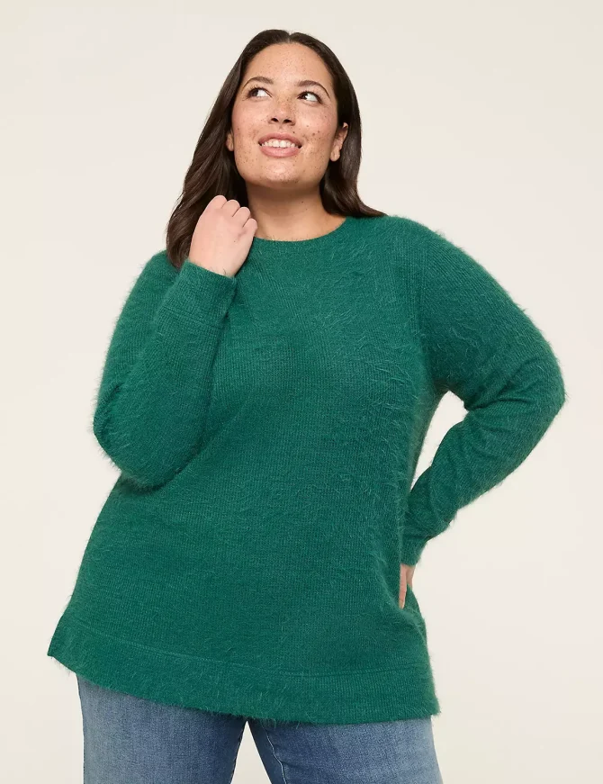 Crew-Neck Eyelash-Texture Knit Top - Image 4