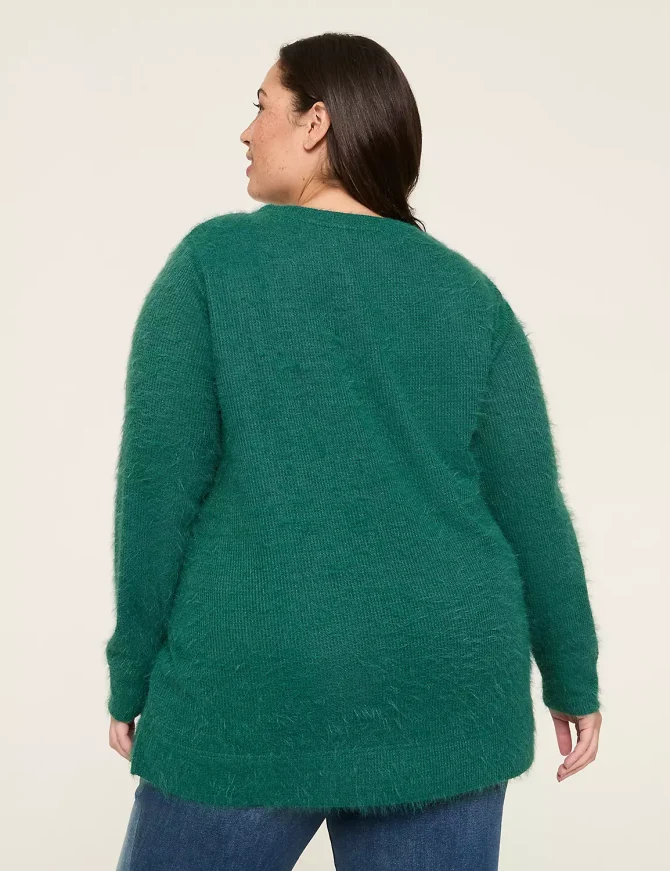 Crew-Neck Eyelash-Texture Knit Top - Image 5