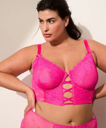 Heart Mesh Longline Unlined Balconette Bra