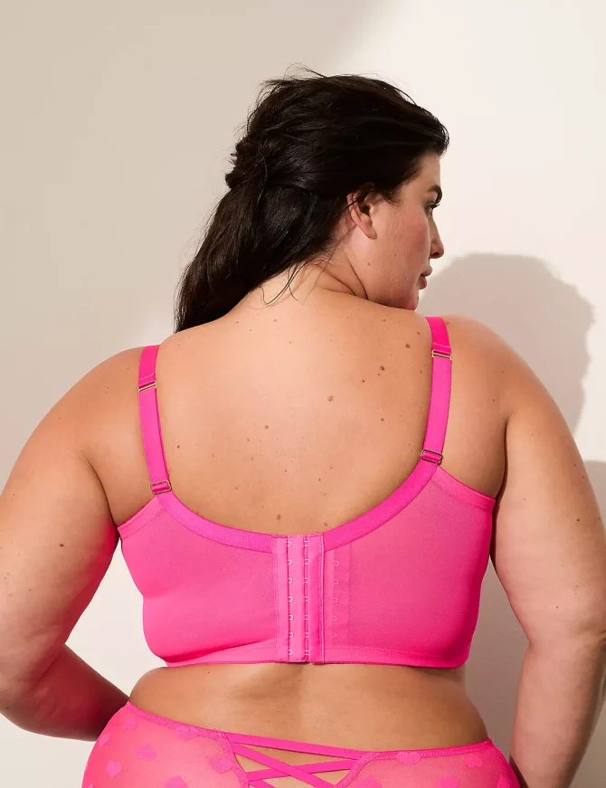 Heart Mesh Longline Unlined Balconette Bra - Image 2