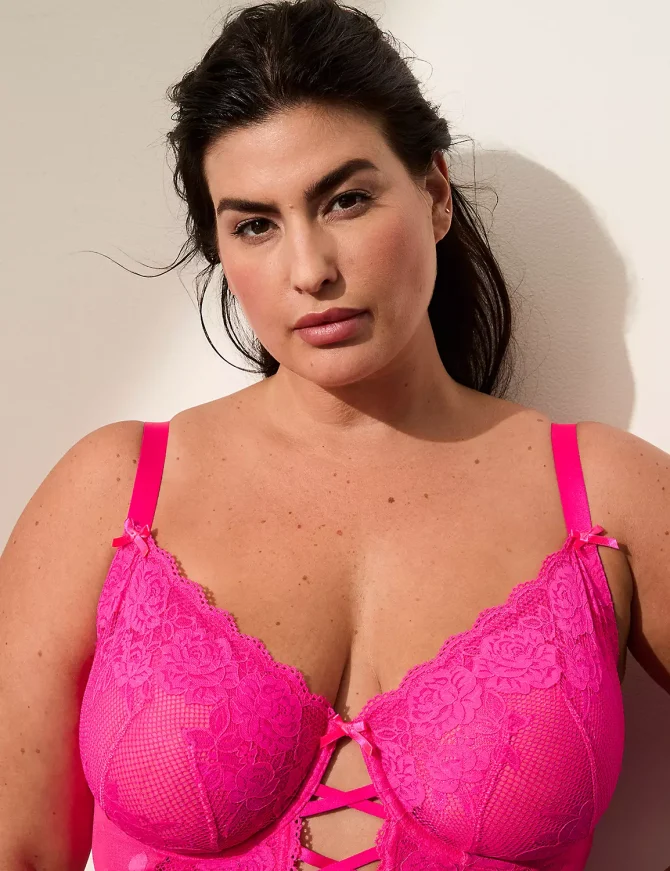 Heart Mesh Longline Unlined Balconette Bra - Image 3
