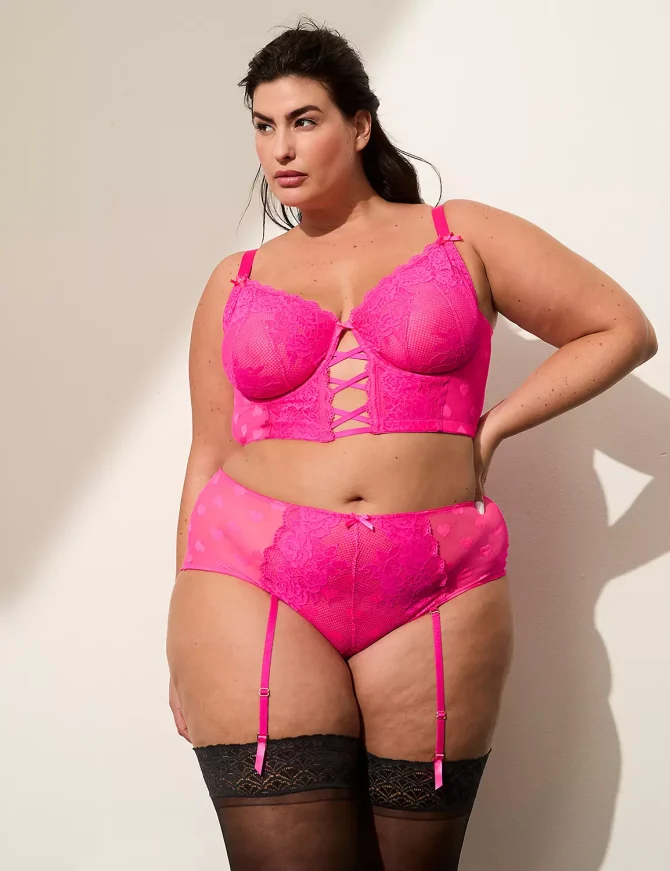 Heart Mesh Longline Unlined Balconette Bra - Image 4