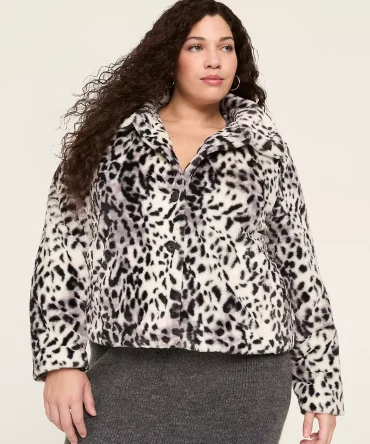 Animal Print Faux-Fur Short Jacket
