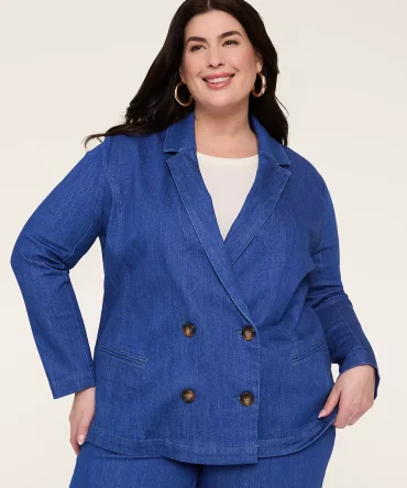 Double-Breasted Denim Blazer