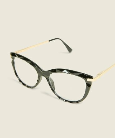 Black Textured Cateye Reading Glasses