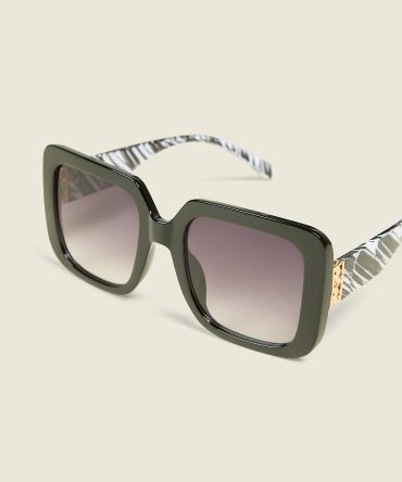 Black & White Floral Square Sunglasses