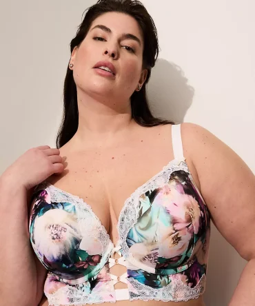 Boost Longline Plunge Lace-Trim Bra