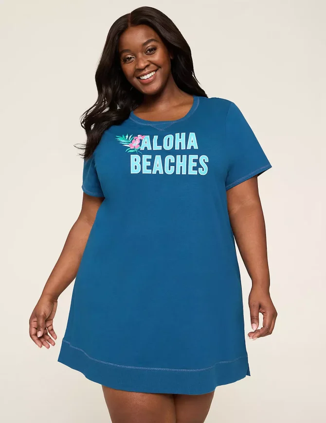 Comfy Cotton Rib-Trim Sleepshirt - Image 4