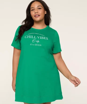 Comfy Cotton Rib-Trim Sleepshirt